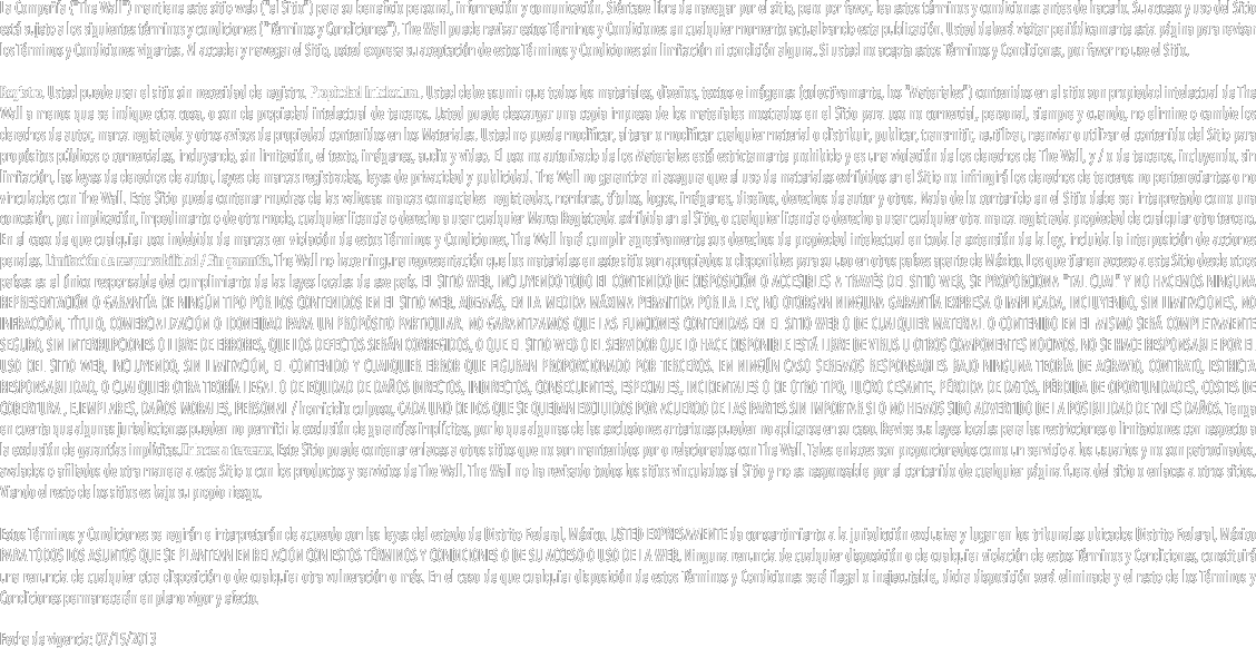 Condiciones legales originales de The Wall. Utiliza el enlace para abrir el documento completo.